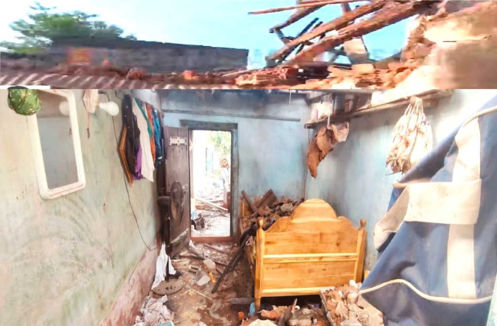 ସ୍ୱାମୀ ସ୍ତ୍ରୀ କଳହରୁ ଡିନାମାଇଟ ବିସ୍ଫୋରଣ: ଉଡ଼ିଲା ଛାତ ଅଳ୍ପକେ ବର୍ତ୍ତିଲେ ୩ ପରିବାର