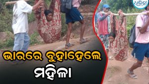 ଗାଁକୁ ରାସ୍ତା ନାହିଁ, ଯାଇପାରିଲାନି ଆମ୍ବୁଲାନ୍ସ, ଭାରରେ ବୁହାହେଲେ ମହିଳା
