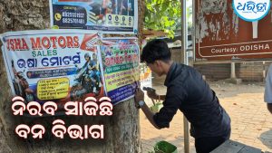 ଗଛରେ କଣ୍ଟା ପିଟି ବିଜ୍ଞାପନ, ନିରବ ବନ ବିଭାଗ: ବେଧଡ଼କ ଗଛରେ ପୋଷ୍ଟର, ବିପଦରେ ବୃକ୍ଷର ସୁରକ୍ଷା